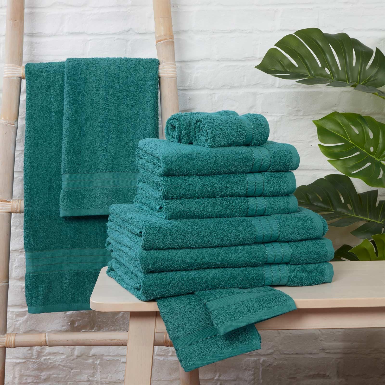 Luxury Soft 10 Piece 100% Cotton Towel Bale Set Face Hand Bath Bathroom Towels