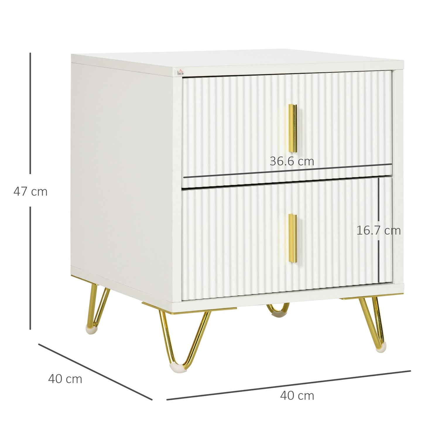 Small Chest of Drawers, 2-Drawer Dresser with Handles Living Room White
