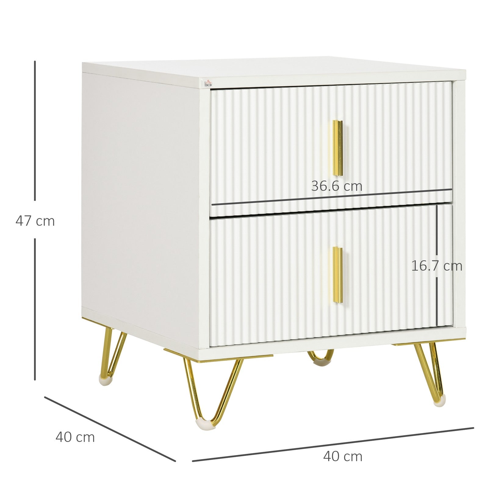 Small Chest of Drawers, 2-Drawer Dresser with Handles Living Room White