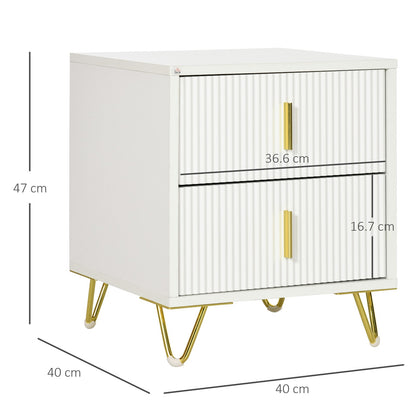 Small Chest of Drawers, 2-Drawer Dresser with Handles Living Room White