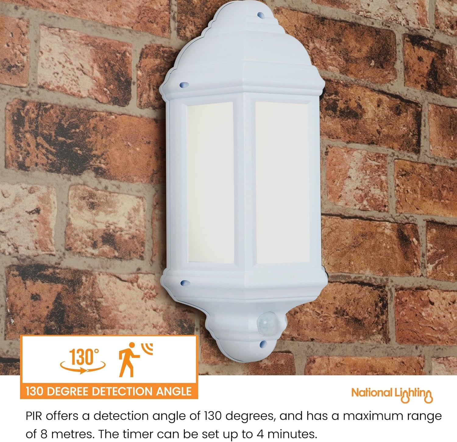 National Lighting HALBURY LED Outdoor 7W Outdoor Garden LED White Half Wall Lant