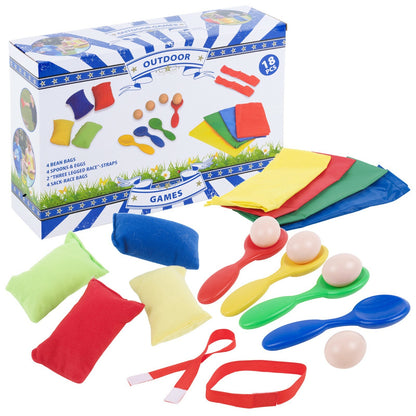 18 PCS Classic Large Garden Games Outdoor Summer Beach BBQ Party Kids Fun Sport