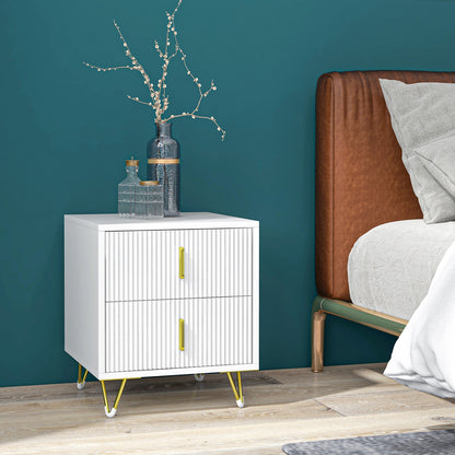 Small Chest of Drawers, 2-Drawer Dresser with Handles Living Room White