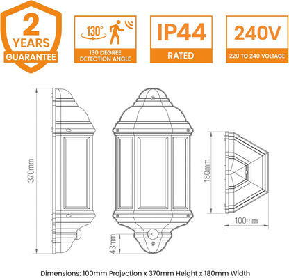 National Lighting HALBURY LED Outdoor 7W Outdoor Garden LED White Half Wall Lant
