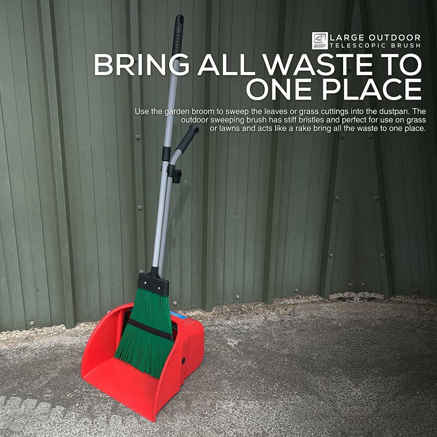 Stiff Garden Broom with Handle Outdoor Sweeping Hard Brush Garden Yard Sweeper