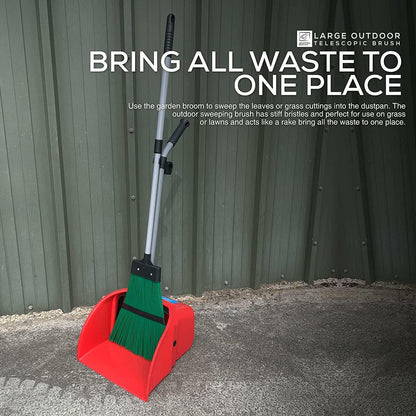 Stiff Garden Broom with Handle Outdoor Sweeping Hard Brush Garden Yard Sweeper