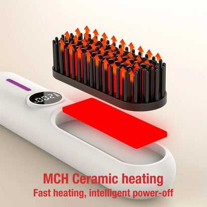 Electric Hot Comb – 2-in-1 Straightening Brush with Anti-Scald & Ionic Smoothing Power