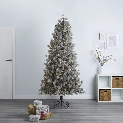 7Ft 6In Forrester Pre-Lit Artificial Christmas Tree with Berries & Pine Cones