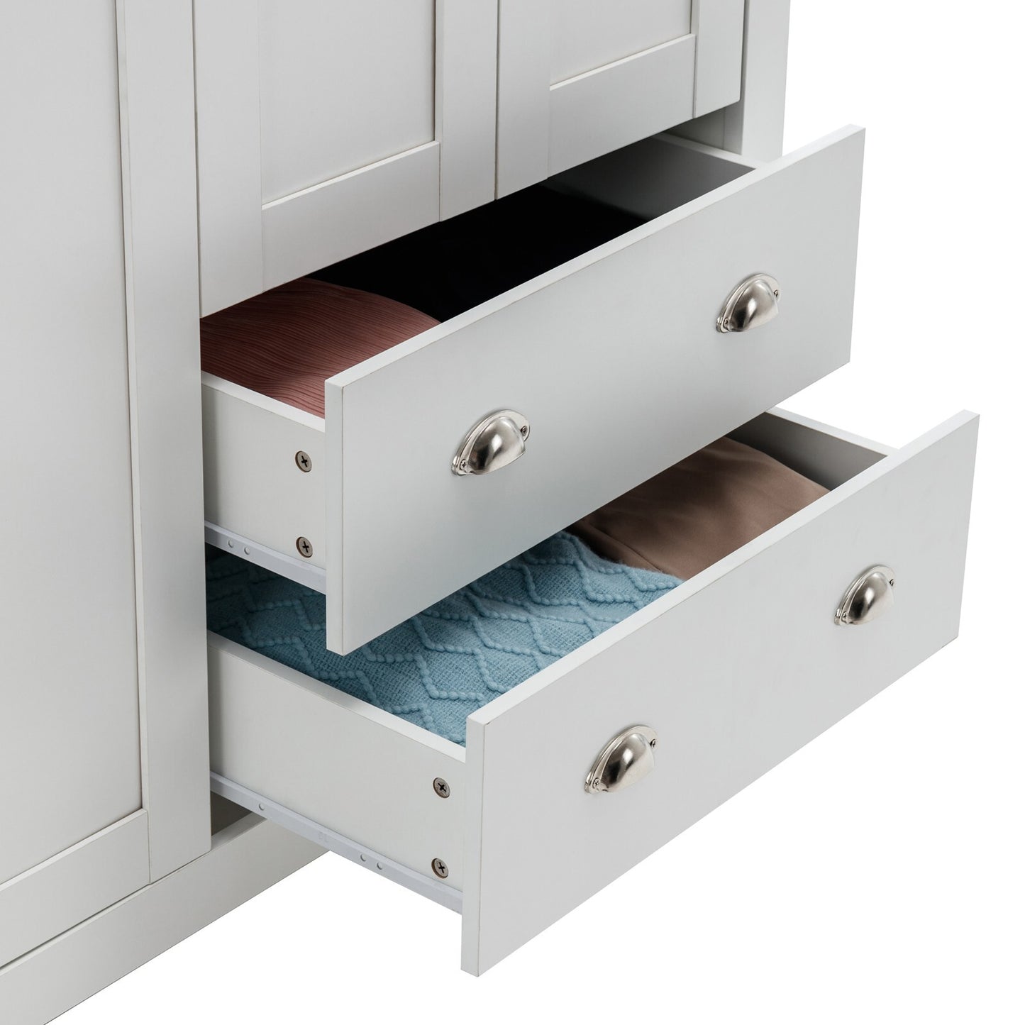 3 Door 2 Drawers Wardrobe with Shelves Storage & Hanging Rail Bedroom Furniture