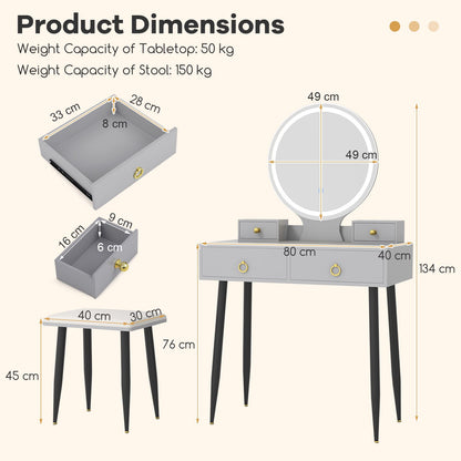 Makeup Vanity Desk with Lighted Mirror for Bedroom