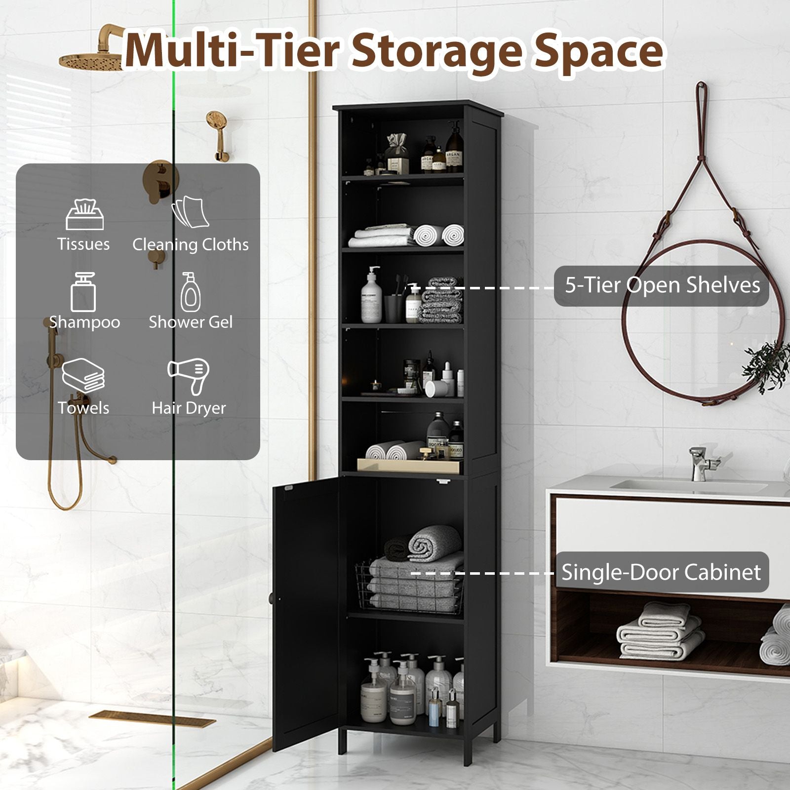 7-Tier Tall Freestanding Cabinet