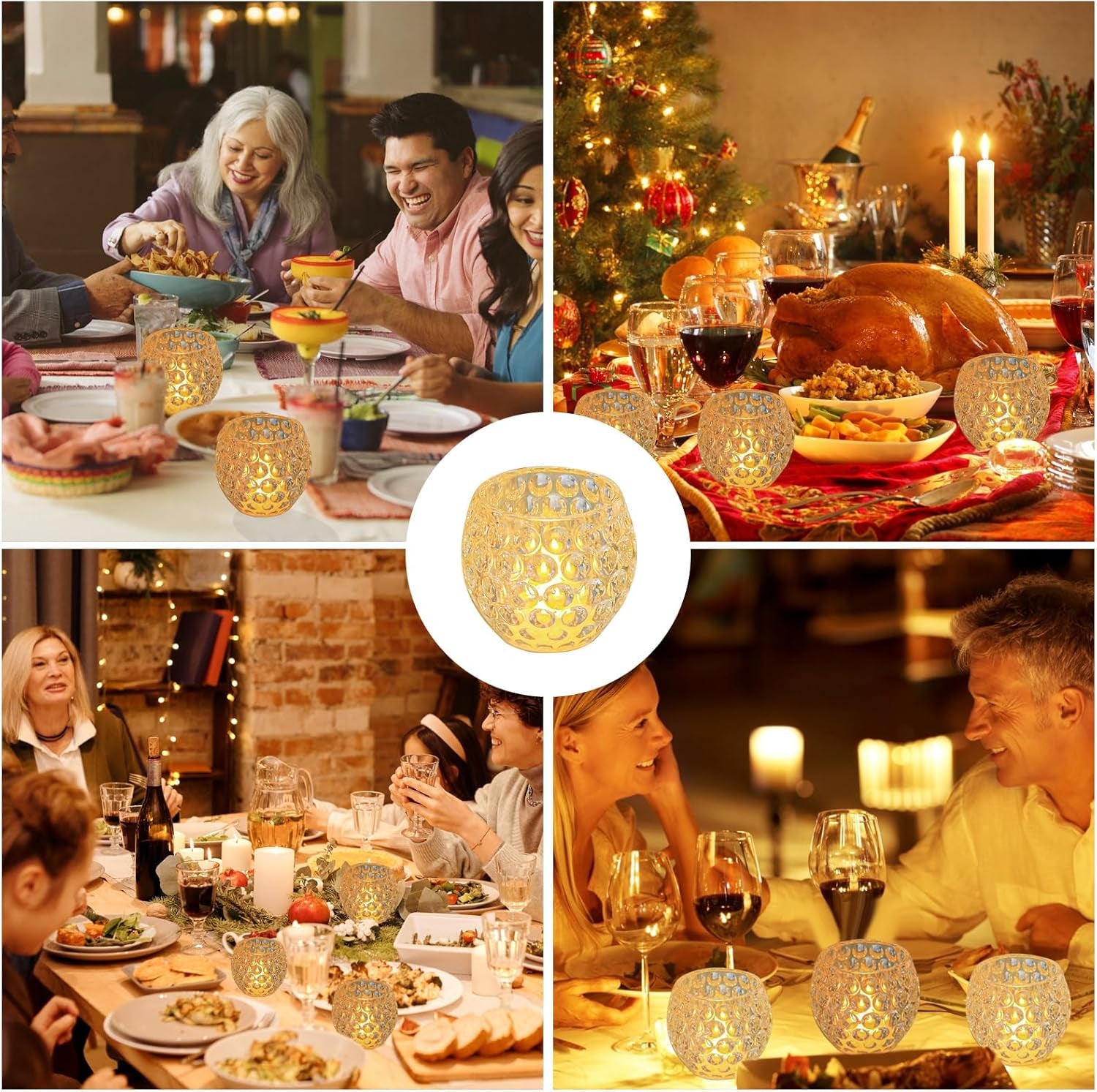 HIYAA LED Flameless Candles, 6 Pack round Crystal Battery Operated Candles Flick