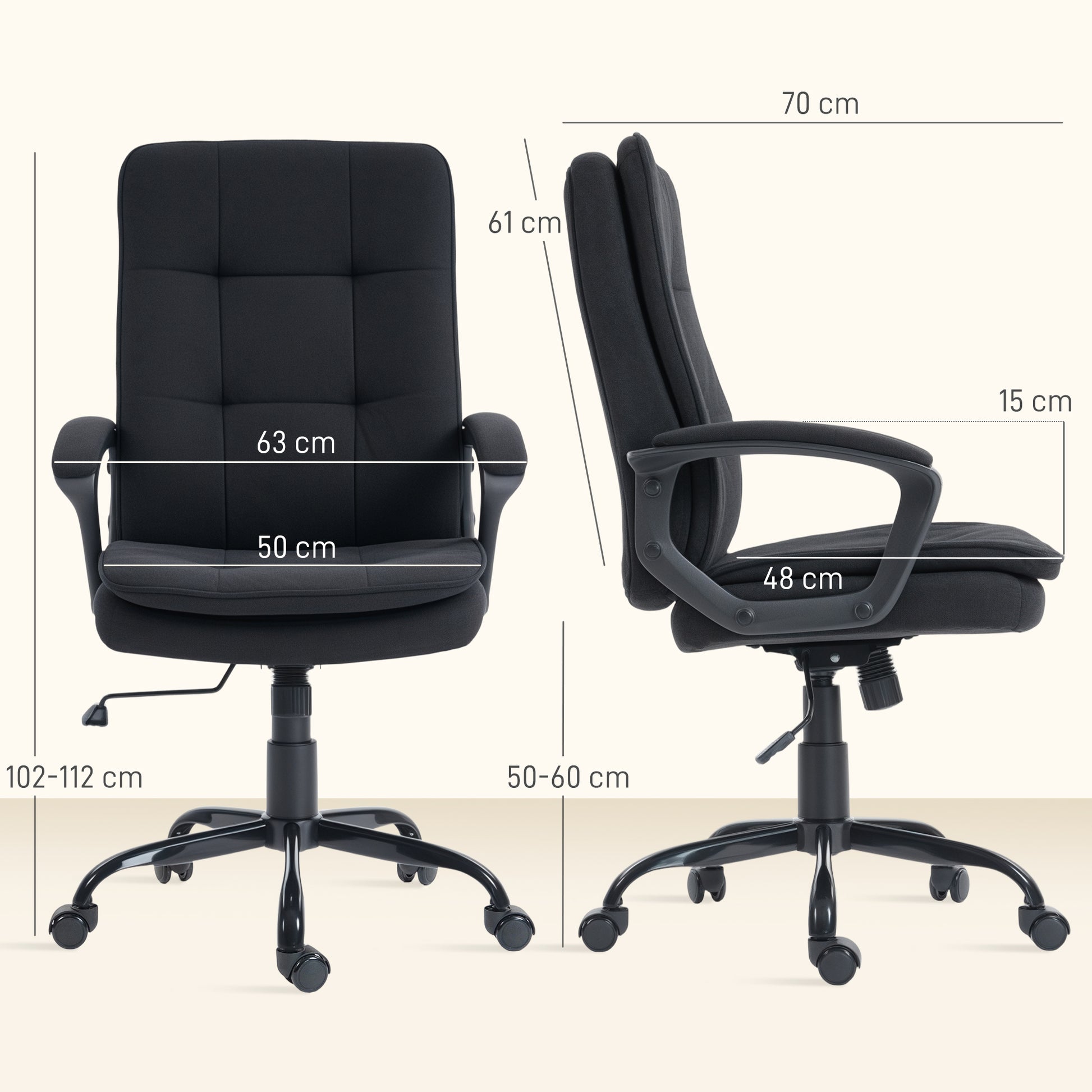 Office Chair with Dual-Layer Padding, Fabric Computer Desk Chair for Home Office
