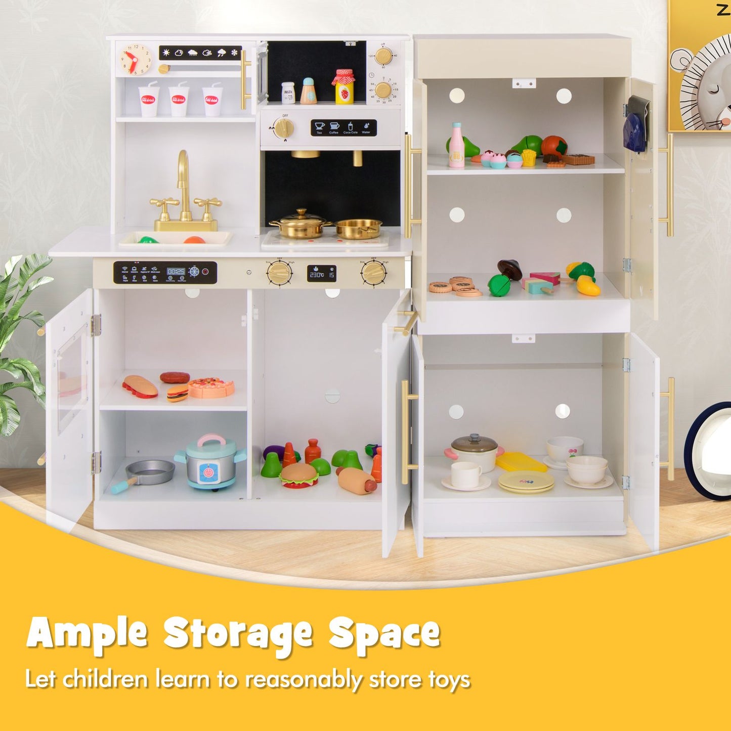 2 Pieces Kids Kitchen Playset Play Kitchen Refrigerator Combination