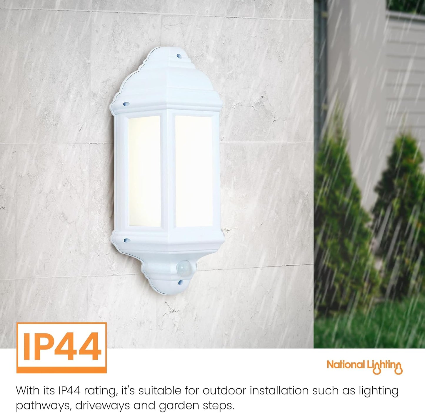 National Lighting HALBURY LED Outdoor 7W Outdoor Garden LED White Half Wall Lant