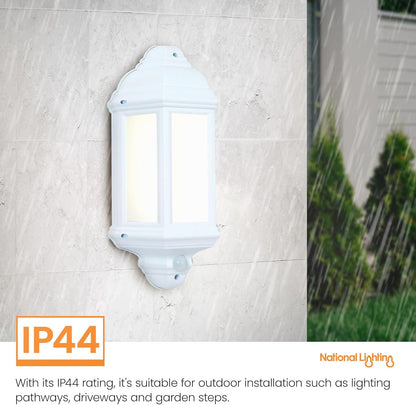 National Lighting HALBURY LED Outdoor 7W Outdoor Garden LED White Half Wall Lant