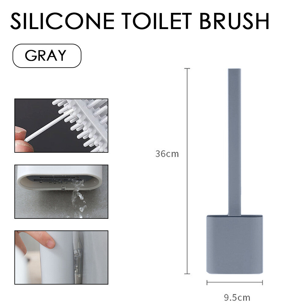 Bathroom Silicone Bristles Toilet Brush Creative Cleaning Set with Holder UK
