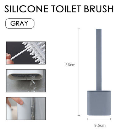 Bathroom Silicone Bristles Toilet Brush Creative Cleaning Set with Holder UK