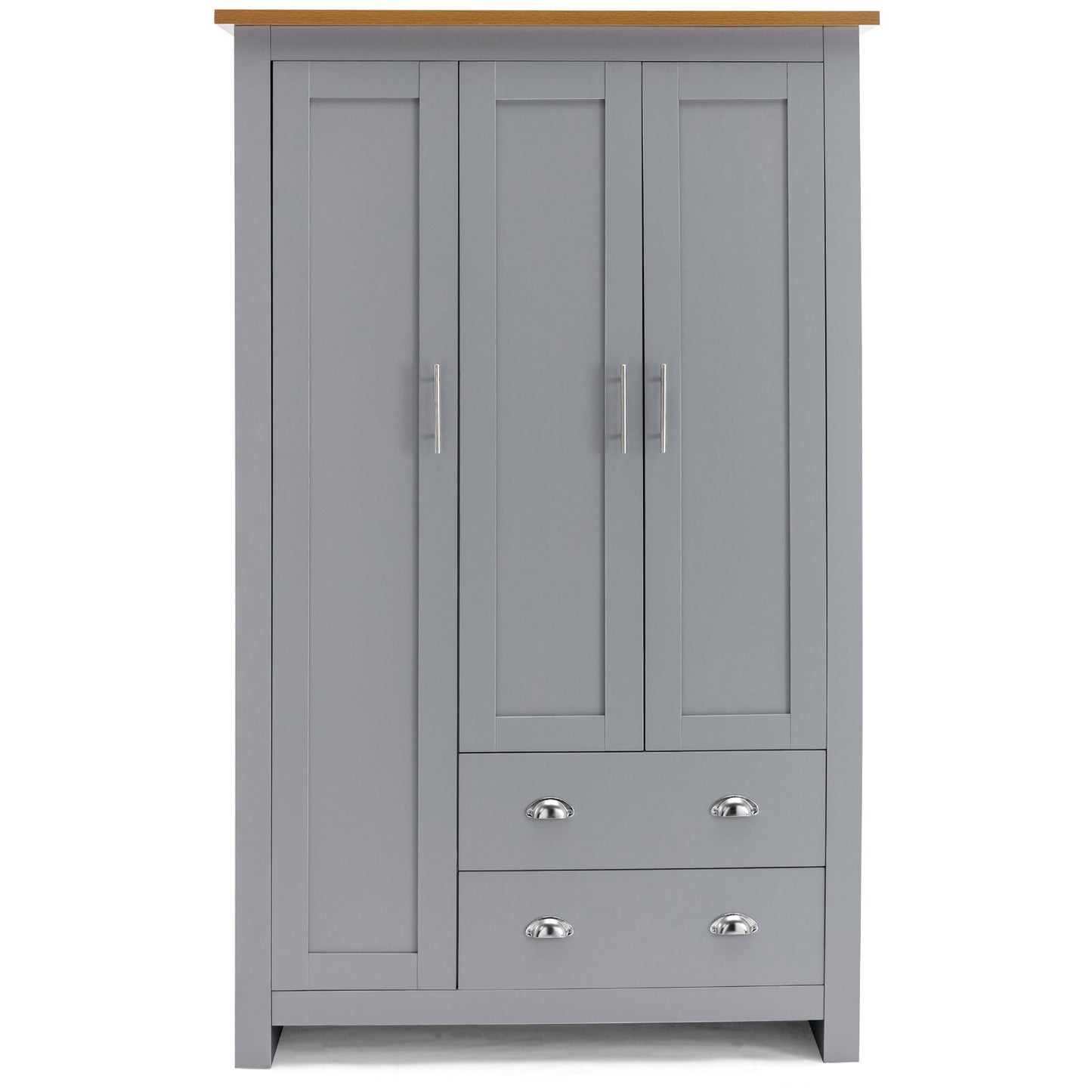 3 Door 2 Drawers Wardrobe with Shelves Storage & Hanging Rail Bedroom Furniture