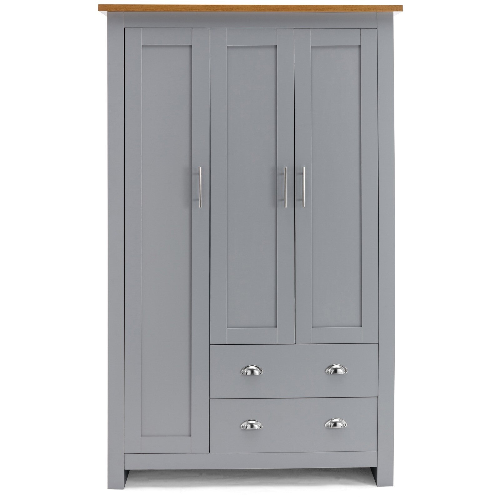 3 Door 2 Drawers Wardrobe with Shelves Storage & Hanging Rail Bedroom Furniture