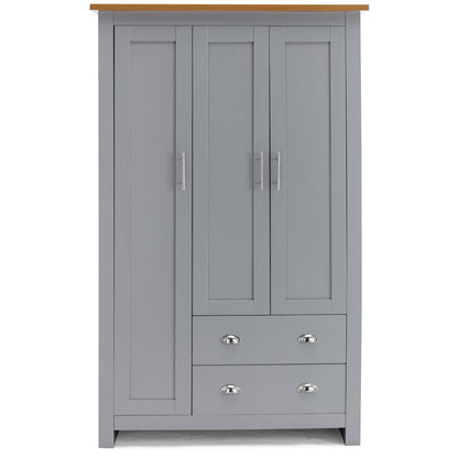 3 Door 2 Drawers Wardrobe with Shelves Storage & Hanging Rail Bedroom Furniture