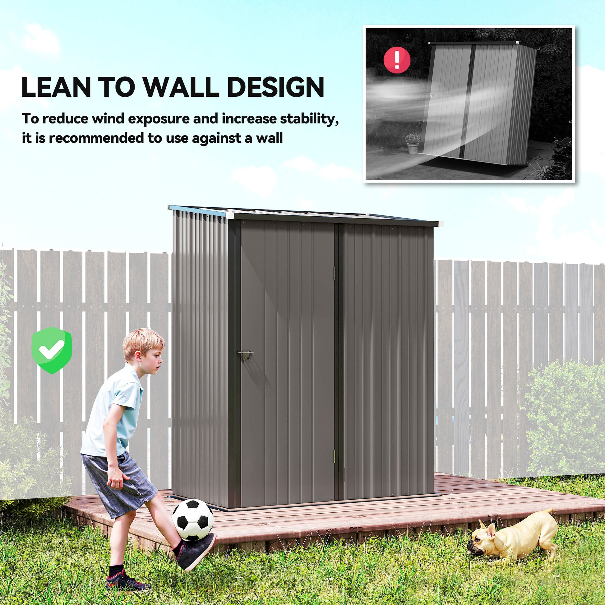 Outdoor Storage Shed Steel Garden Shed W/ Lockable Door for Garden