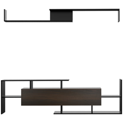 TV Cabinet W/ Wall Shelf and Storage Cabinet for Living Room