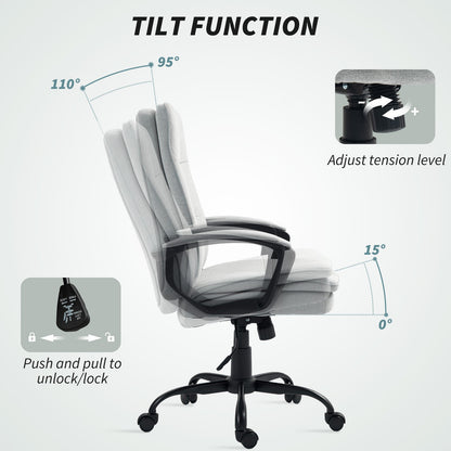 Office Chair with Dual-Layer Padding, Fabric Computer Desk Chair for Home Office