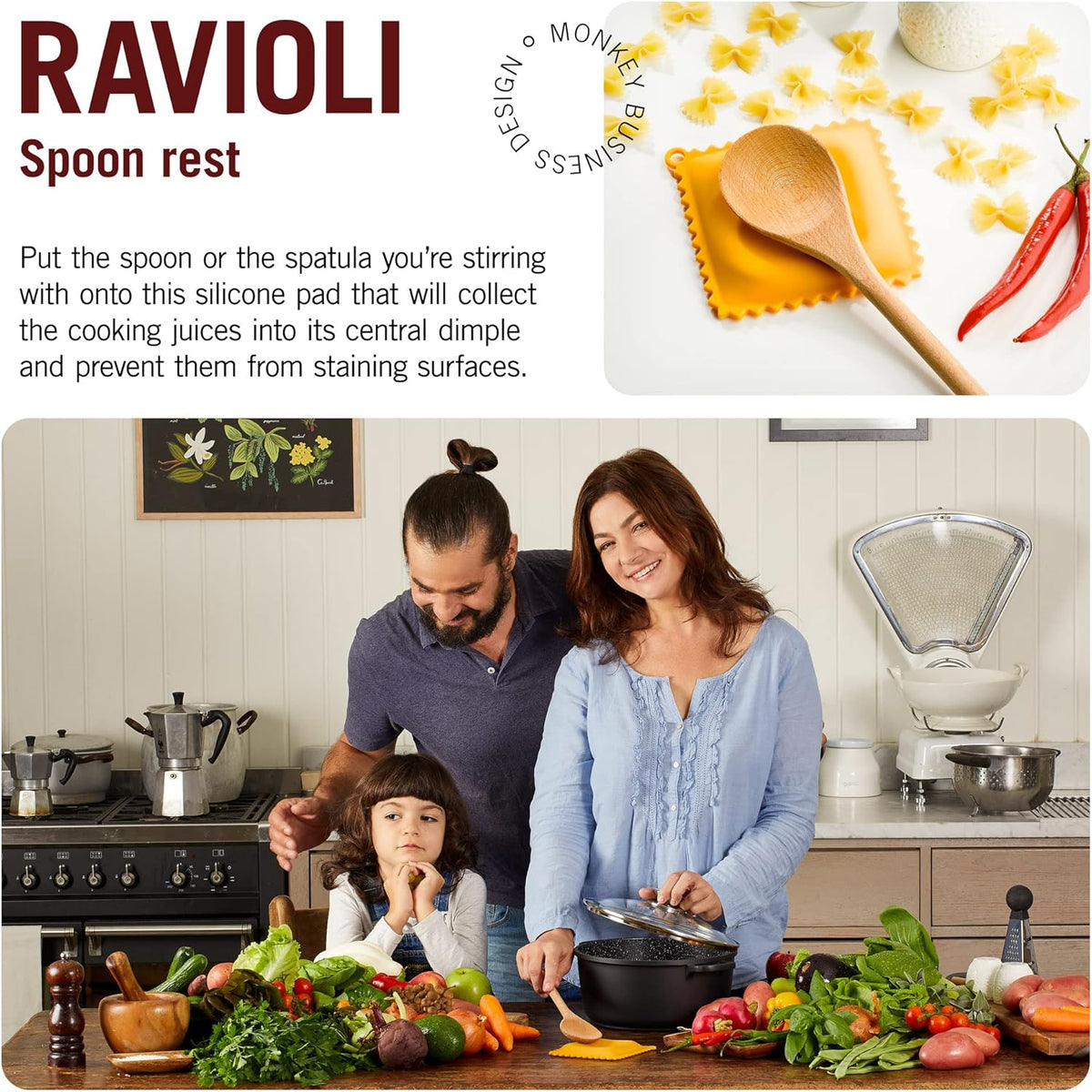 Ravioli-Shaped Spoon Rest | Spoon Rest for Kitchen Counter | Cool Kitchen Gadgets & Cute Kitchen Accessories | from a Collection of Different Pasta-Shaped Unique Kitchen Gadgets