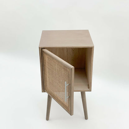 Elegant Dark Brown Rattan 71Cm Bedside Cabinet Table with Tall Storage Drawers