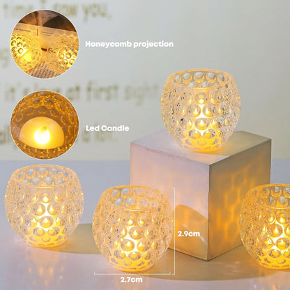 HIYAA LED Flameless Candles, 6 Pack round Crystal Battery Operated Candles Flick