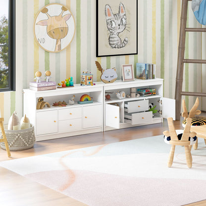 Wooden Kids Toy Children Bookshelf Storage Chest with Open Shelf