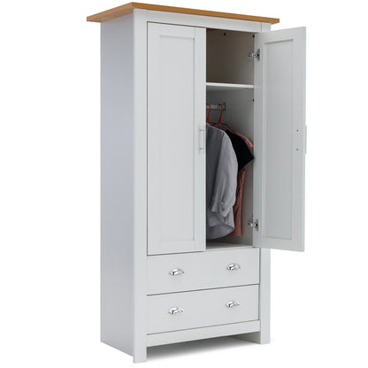 3 Door 2 Drawers Wardrobe with Shelves Storage & Hanging Rail Bedroom Furniture