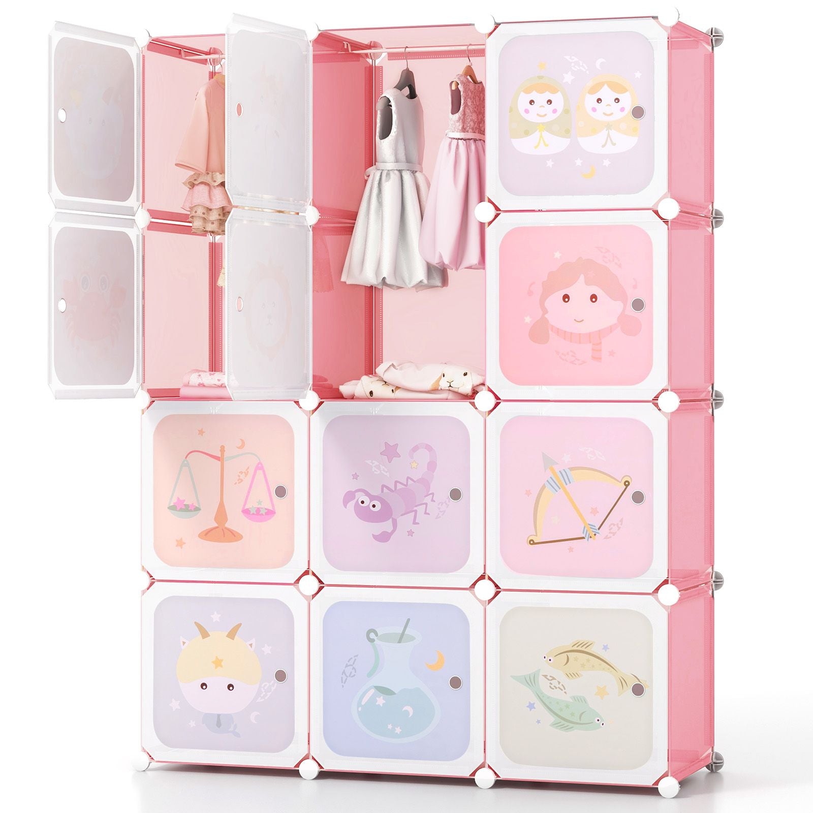 Children 12-Cube Wardrobe Baby Dresser Kids Bedroom Armoire
