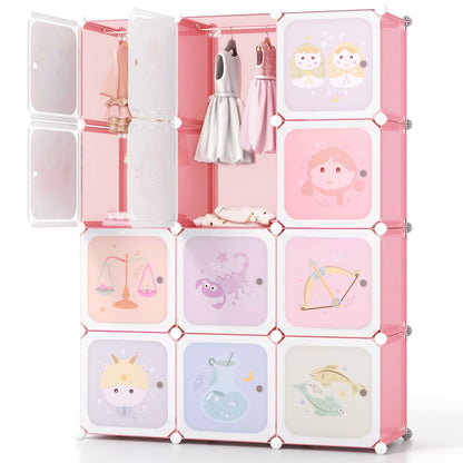 Children 12-Cube Wardrobe Baby Dresser Kids Bedroom Armoire