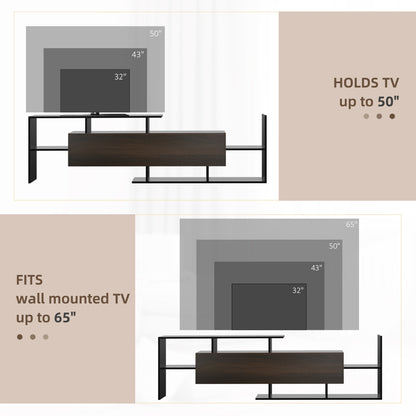 TV Cabinet W/ Wall Shelf and Storage Cabinet for Living Room