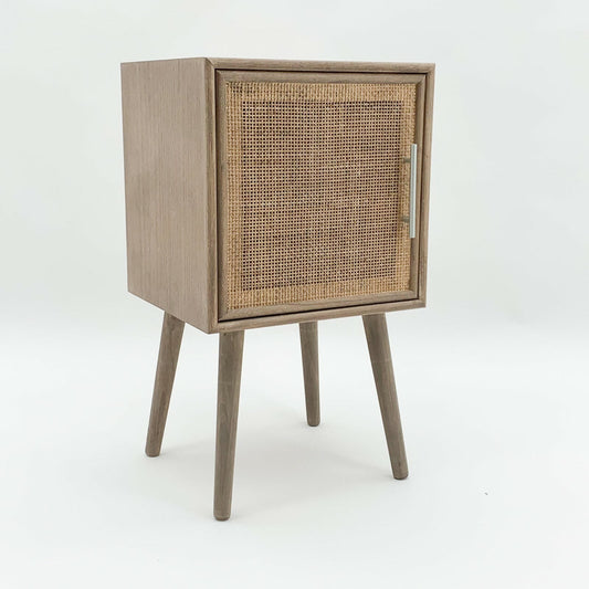 Elegant Dark Brown Rattan 71Cm Bedside Cabinet Table with Tall Storage Drawers