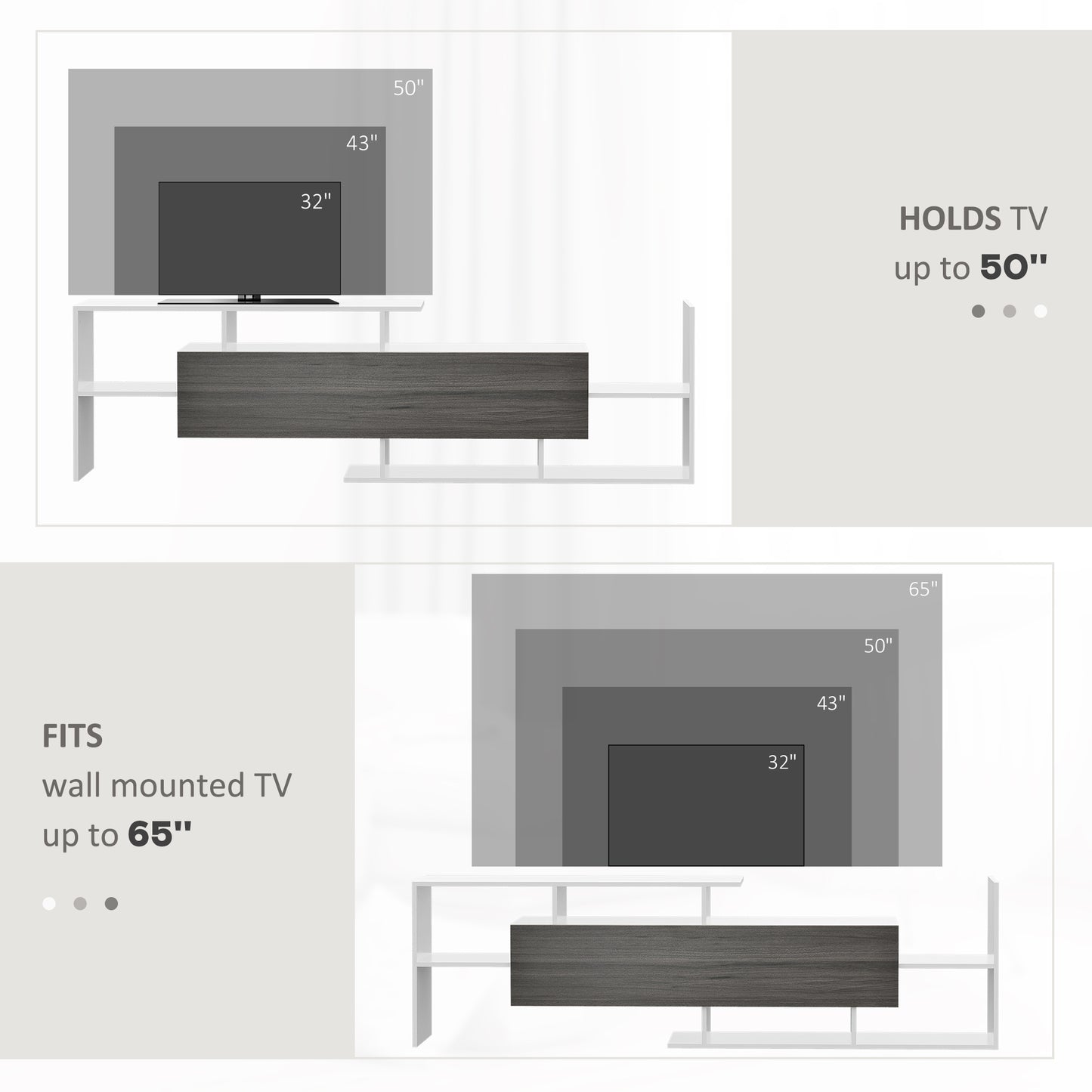 TV Cabinet W/ Wall Shelf and Storage Cabinet for Living Room