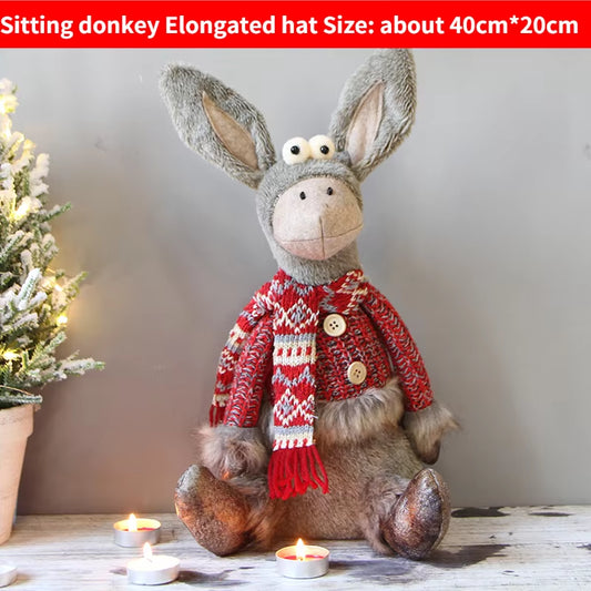 Christmas Elk Doll Figurine Ornaments Christmas Gift for Kid Christmas Decorations for Home Reindeer Christmas Gift Navidad 2021