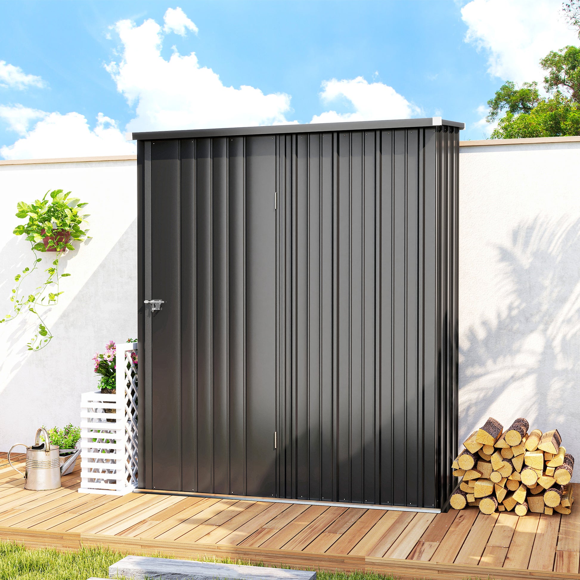 Outdoor Storage Shed Steel Garden Shed W/ Lockable Door for Garden