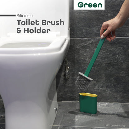 Toilet Brush & Holder Set Bathroom Cleaning Accessory Silicone