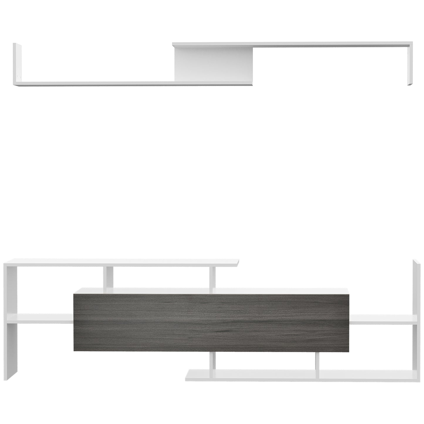 TV Cabinet W/ Wall Shelf and Storage Cabinet for Living Room