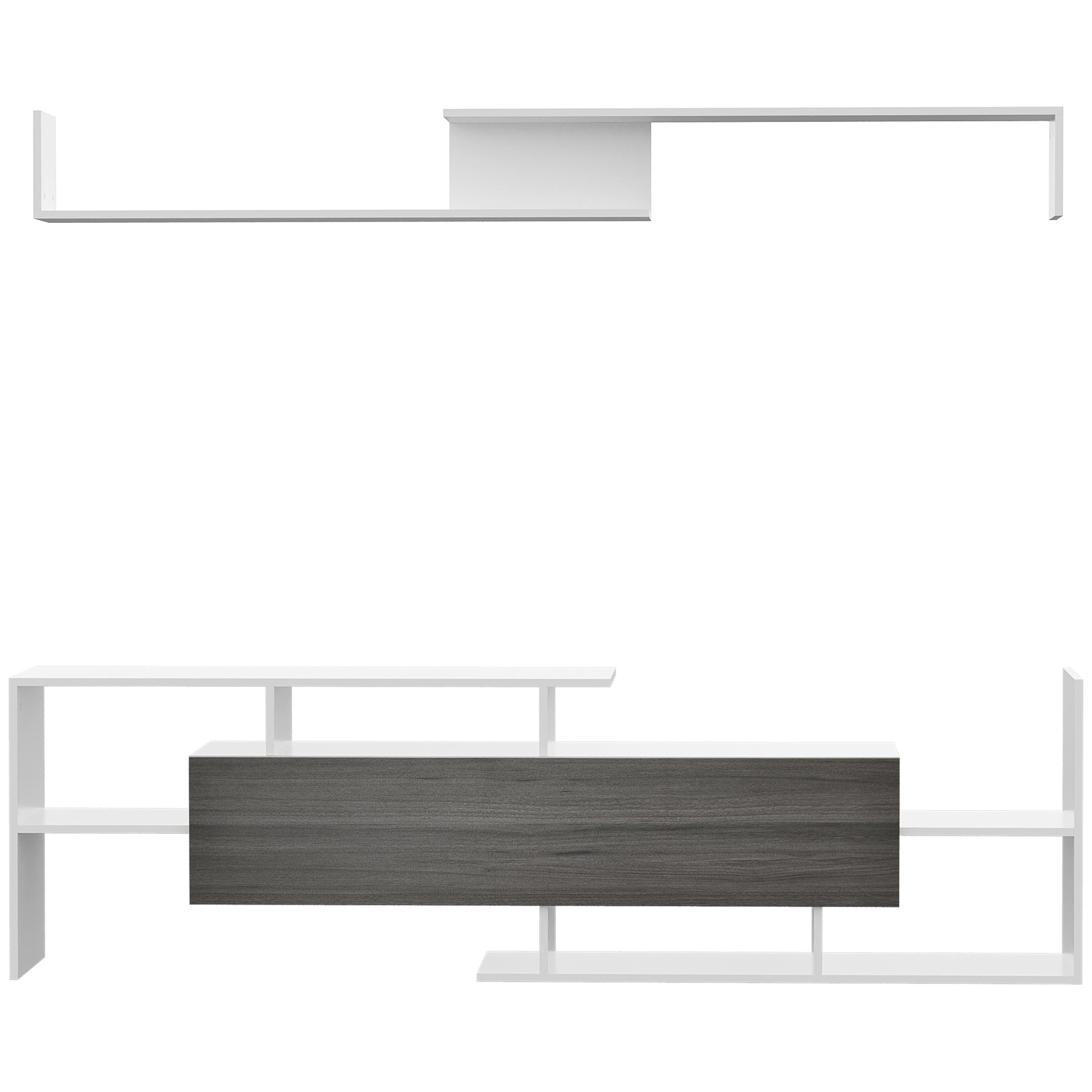 TV Cabinet W/ Wall Shelf and Storage Cabinet for Living Room