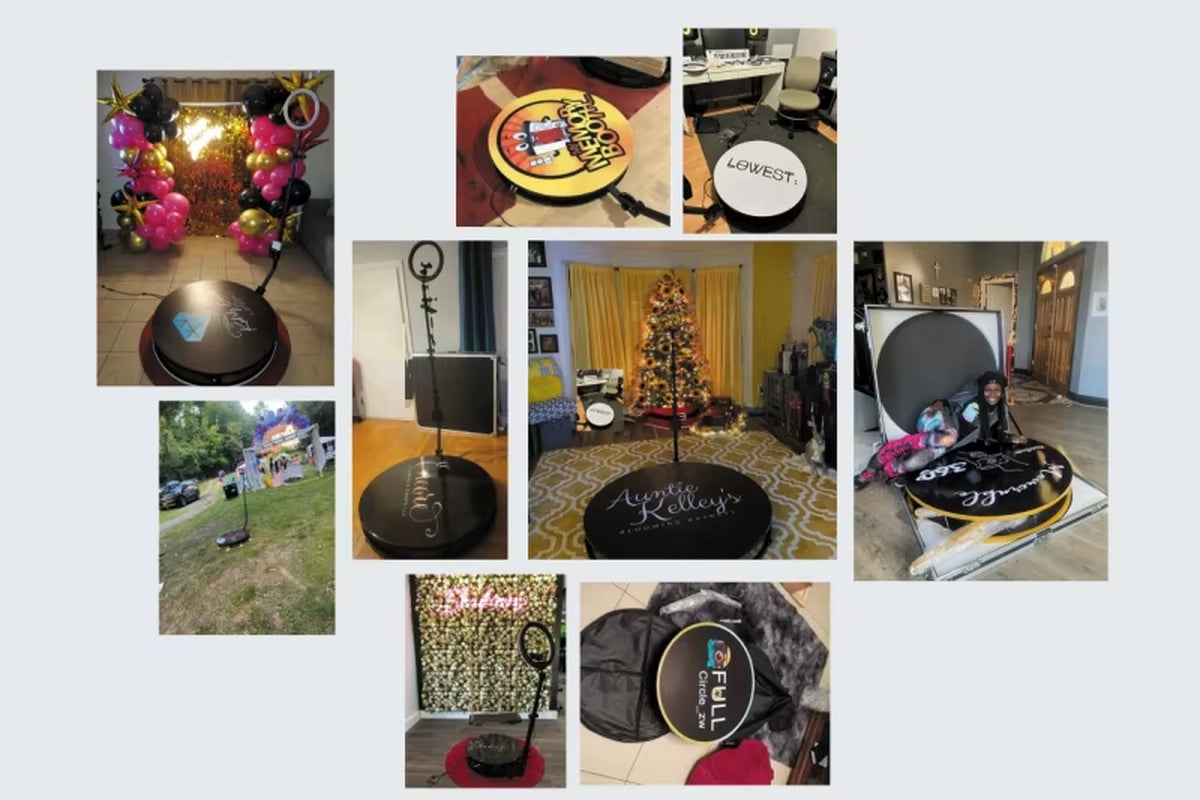 Video Camera Portable 360 Degree Photo Booth Wireless Automatic Rotating Selfie Wedding Business Photobooth