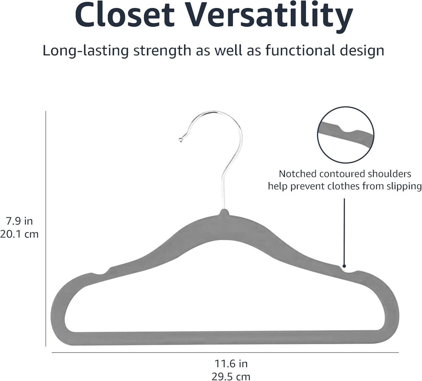 Kids Velvet, Non-Slip Clothes Hangers (Baby/Toddler), 29.46 Cm (For Baby Clothes), Pack of 30, Gray