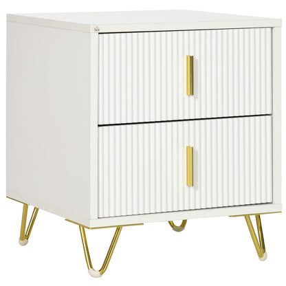 Small Chest of Drawers, 2-Drawer Dresser with Handles Living Room White