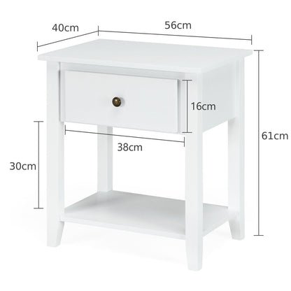 Accent Table Narrow Side End Table with 1 Drawer and Open Storage Shelf