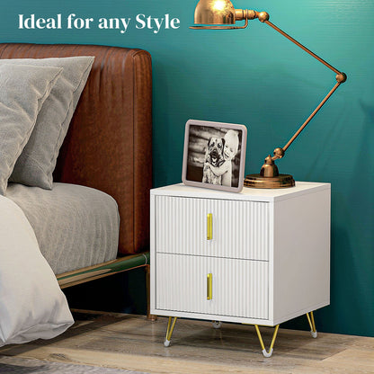 Small Chest of Drawers, 2-Drawer Dresser with Handles Living Room White