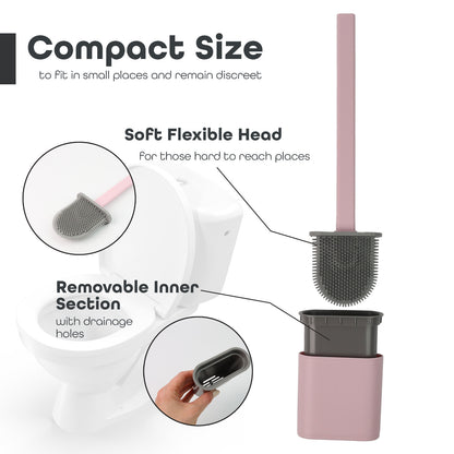 Toilet Brush & Holder Set Bathroom Cleaning Accessory Silicone
