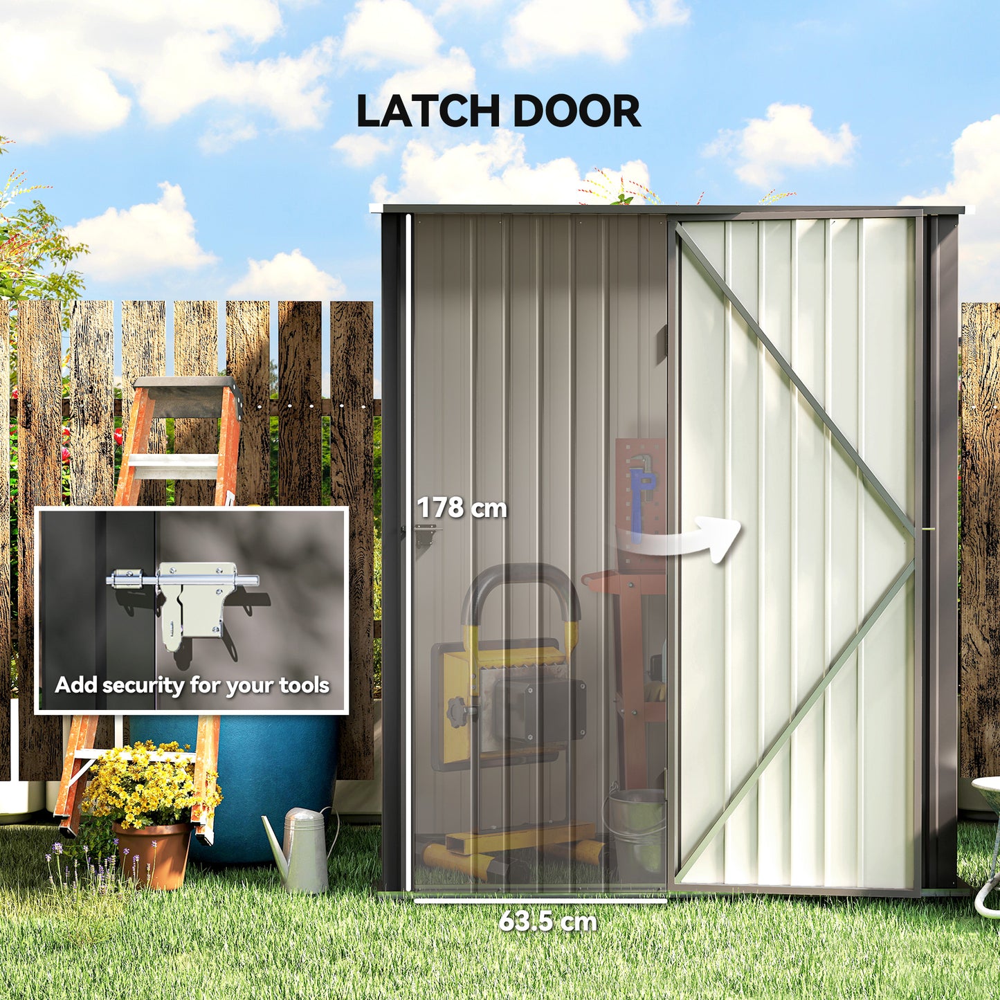 Outdoor Storage Shed Steel Garden Shed W/ Lockable Door for Garden